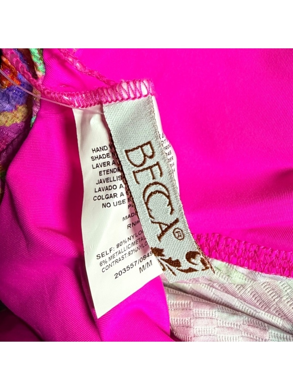 Becca pink paisley multi color O ring tankini swim top size Medium $98 NWT - Picture 7 of 8